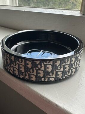 Dior Black and Beige Monogram Round Ashtray